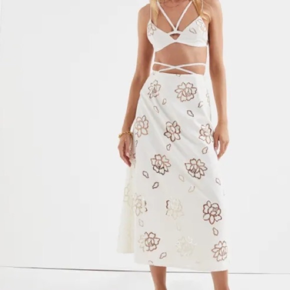NWT For Love & Lemons -  Jayne Bralette top & midi skirt set - size small - Picture 1 of 12